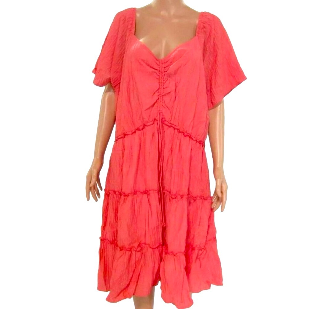 NEW LANE BRYANT Women's Dress Tiered Short Sleeve Size 18/20 Pink
